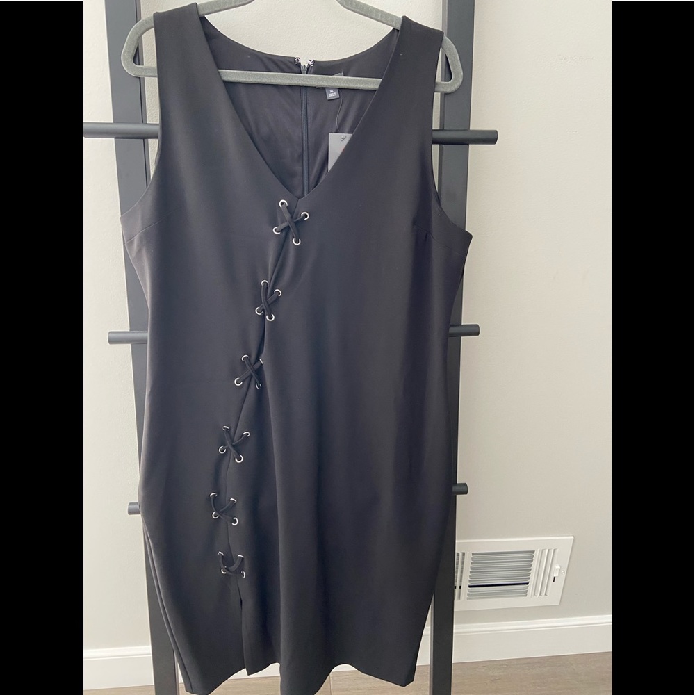 Black dress with x tie accents